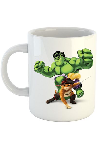 OEM Cana Shrek Puss In The Boots Hulk Marvel DC Cat, alba, 330 ml