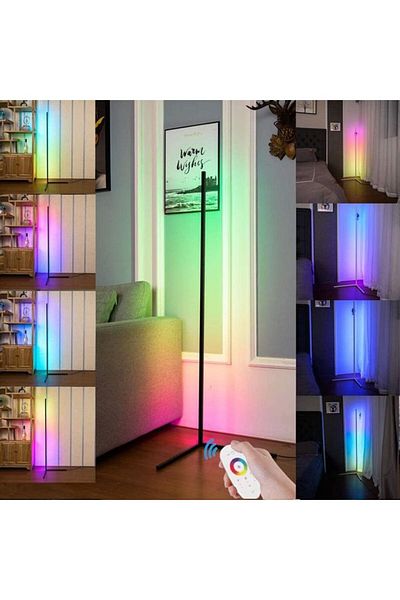 COOYA Smart RGB LED Floor Lamp, Modern Minimalism Color Changing LED Floor Lamp for Bar Home (Black)
