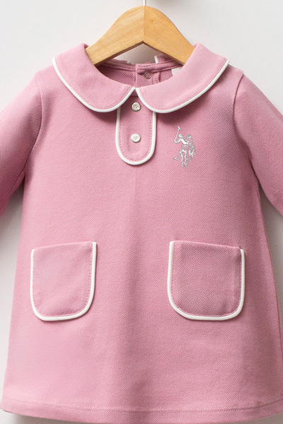 U.S. Polo Assn. Licensed Baby Girl Long Sleeve Pique Dress