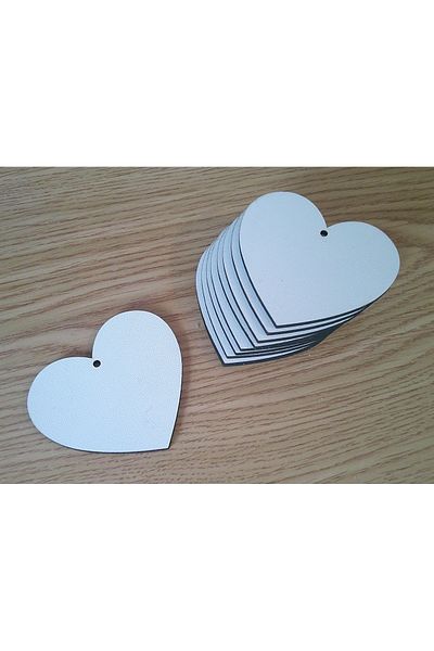 OEM Set of 10 white HDF blanks - heart, 10x12 cm
