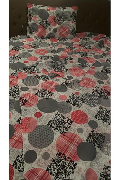 MyStory Home طقم غطاء لحاف مفرد كرة حمراء (ملاءة مسطحة)