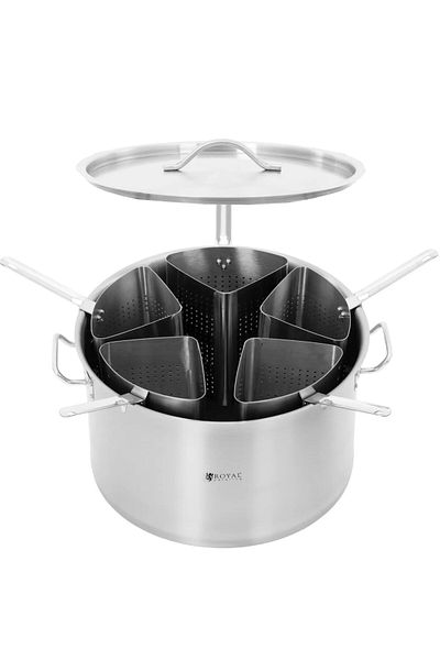 Royal Catering Garnek do gotowania makronu z 5 wkładami śr. 45 cm 44 l