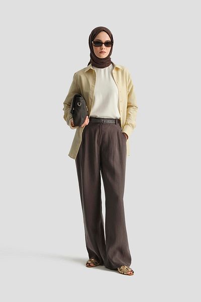 Armine Belted Palazzo Trousers 25Y2810 Cocoa