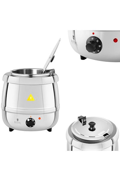 Royal Catering Elektryczny kociołek garnek do zupy 10 l stalowy