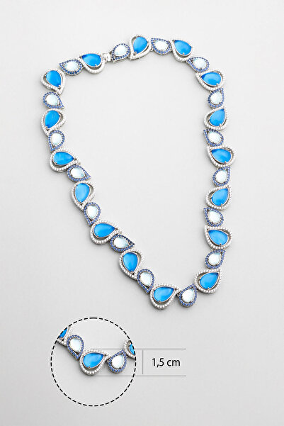 So CHIC... Aura Işıltısı 18 Ayar Beyaz Altın Kaplama 42 Cm Gümüş Tasarım Gerdanlık