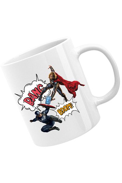 OEM Cana Thor Captain America Fight Shield Hammer Comics Balloons, alba, 330 ml