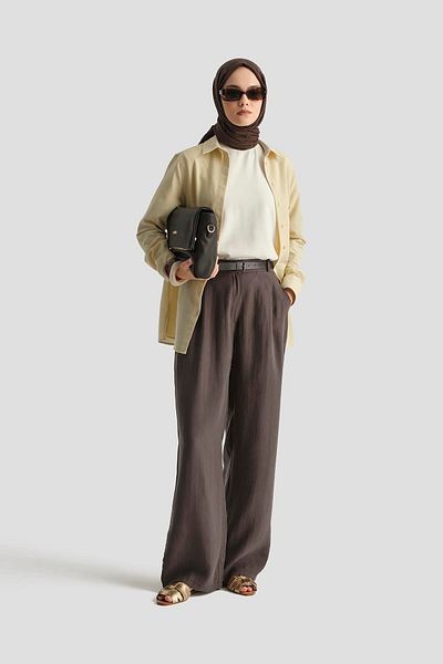 Armine Belted Palazzo Trousers 25Y2810 Cocoa