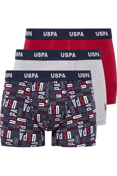 U.S. Polo Assn. U.S. Polo Assn. Men's 3 Pack Boxer Set - Grey Burgundy and Printed Cotton Underwear