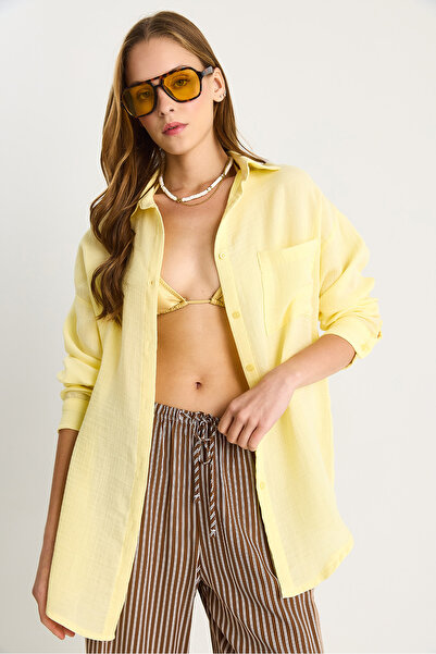 Bianco Lucci Women's Oversize Basic Muslin Shirt 60282021