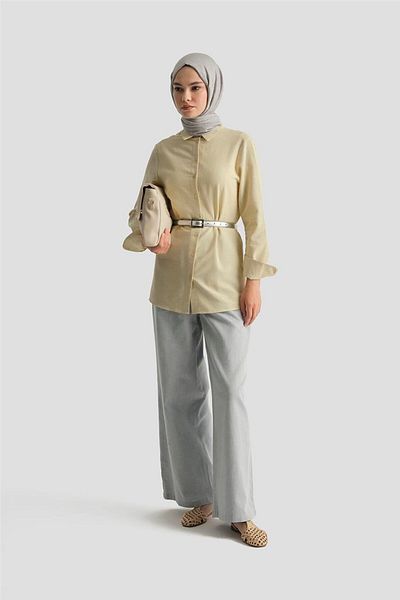 Armine Denim Look Palazzo Trousers 25Y2805 Gray Blue