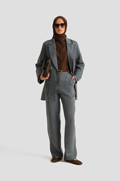 Armine Önü Dikişli Cupra Palazzo Pantolon 25YD4246-2 İndigo