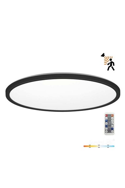 Kobi Round Nivera LED ceiling light with motion sensor and light 32W, 3040lm, IP54, CCT, black,