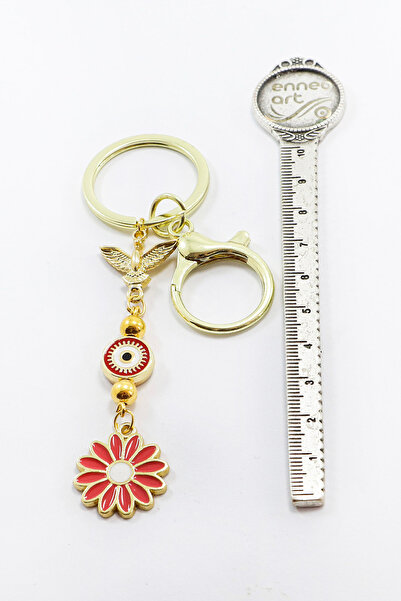 biuti Gold Colored Bird and Colorful Flower Keychain, Gift Bag Ornament