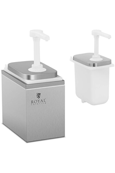 Royal Catering Dozator de sos cu pompă din oțel inoxidabil 2 l