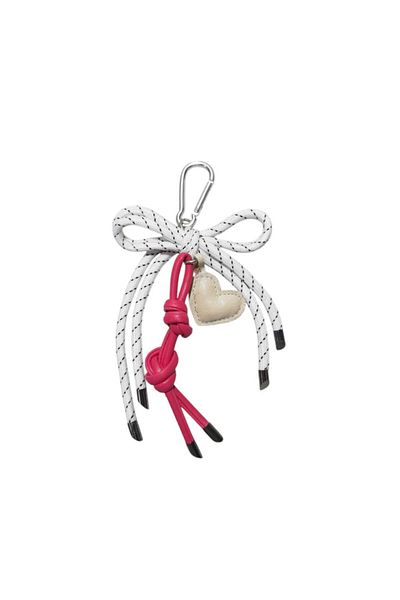 yedideri Heart Leather Detailed Bow Bag Charm