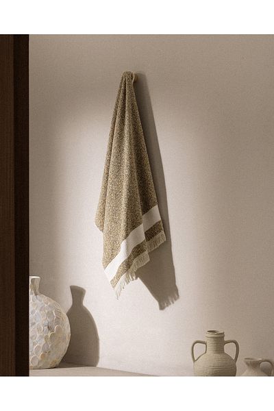 Madame Coco Πετσέτα μπάνιου Brest 100% βαμβακερή - Χακί - 75x150 cm