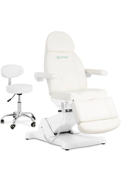 Physa Fotoliu de masaj alb de 350W și scaun cosmetic pentru tatuaje spa - set