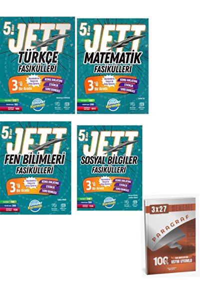 Anla Kazan Yayınları Ünlüler 2026 5. Sınıf Türkçe+Matematik+Fen Bilimleri+Sosyal Bilgiler JETT Fasikülleri Seti+Anla Kaz