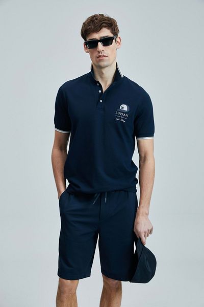 Lufian 111040223 Sandor Smart Polo Neck T-shirt Ανδρικό Τ-shirt Ναυτικό Μπλε