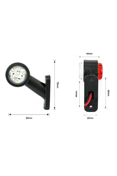 BGRJ Automotive Side marker lights NR8 oblique, oversize white red LED, 12-24V, set of 2 pcs