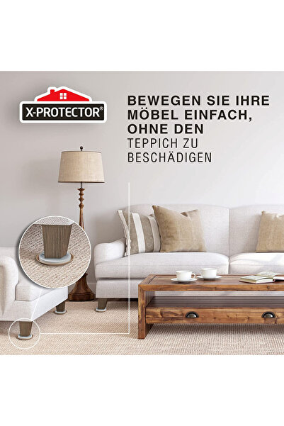 X-Protector Set of 16 heavy furniture gliders, plastic, brown, 9 cm