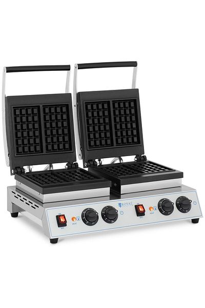 Royal Catering Aparat de gofre dreptunghiular dublu pentru 4 gofre belgiene 2 x 1500 W