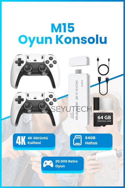 2.4g New Generation Gaming Stick Atari with M15 Wireless Dual Arm Gaming Console Compatible 4K-HDMI 20000 Games