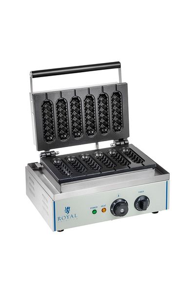 Royal Catering Aparat de gofre din TEFLON pentru gofre pe băț și corn dogs