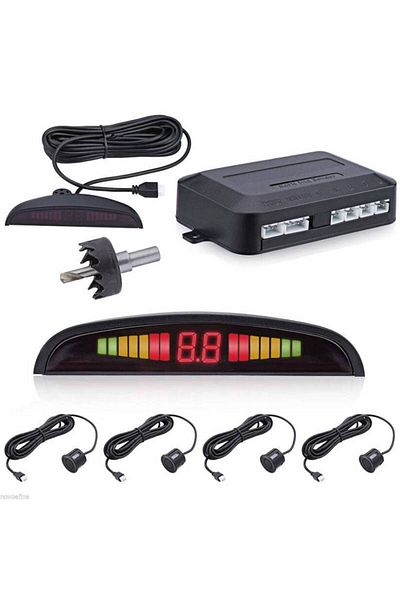 BGRJ Automotive Universal parking sensors with audible warning and display, black