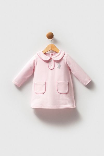 U.S. Polo Assn. Licensed Baby Girl Long Sleeve Pique Dress