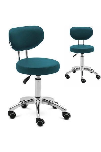 Physa Scaun cosmetic rotativ ASCONA cu spătar pe roți 46-60 cm - turcoaz