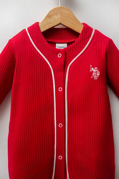 U.S. Polo Assn. Licensed Baby Girl Ribbed Jumpsuit