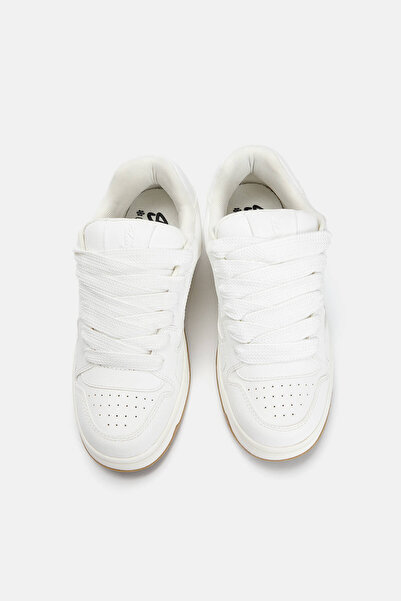 Pull & Bear Tek Renk Beyaz Kalın Tabanlı Spor Ayakkabı
