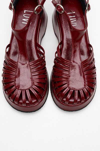 LuviShoes Aniel Burgundy Women's Wedge Heeled Sandals