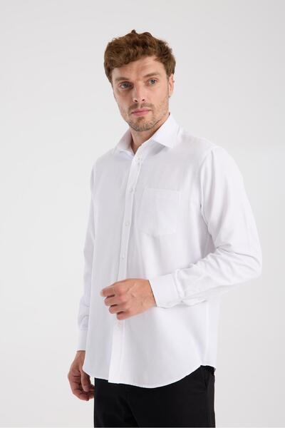 Abbate AClub Ανδρικό πουκάμισο μονόχρωμο με κλασικό γιακά, κανονική εφαρμογή, από βαμβακερό μείγμα AClub AC10110 Dobby