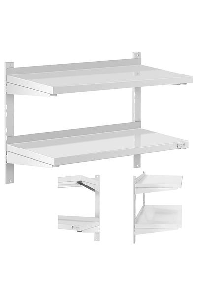 Royal Catering Raft dublu reglabil pentru catering, suspendat pe perete, din OȚEL, 80 x 40 cm