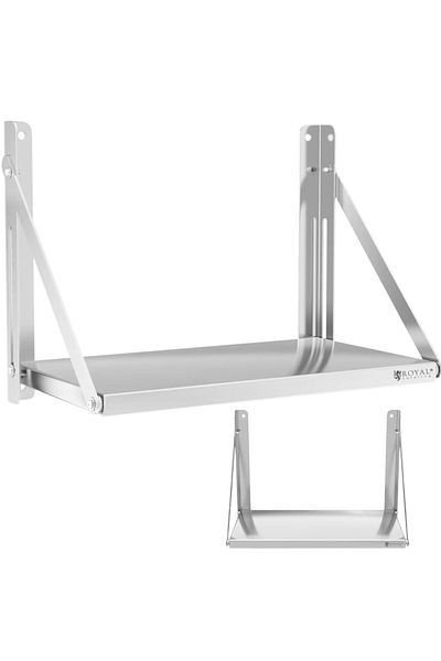 Royal Catering Raft de perete pliabil din oțel inoxidabil pentru catering, până la 40 kg, 60 x 30 cm