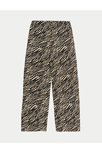 Marks & Spencer Hayvan Baskılı Büzgülü Wide Leg Pantolon