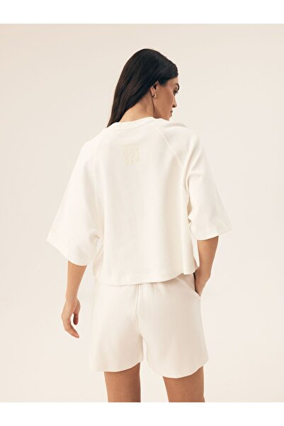 Bloovii Women's T-Shirt Boxy Wide Elbow Length Top Sleeve | Mavere