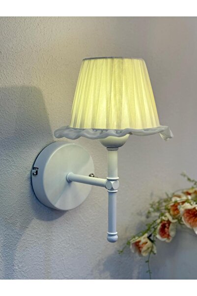 Maison Avf Osmanlı İpeği Fırfır İşlemeli Kablosuz Pilli Aplik– Alt Beyaz