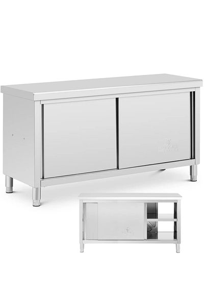 Royal Catering Stół blat roboczy centralny z szafką przelotową STAL 160 x 60 cm