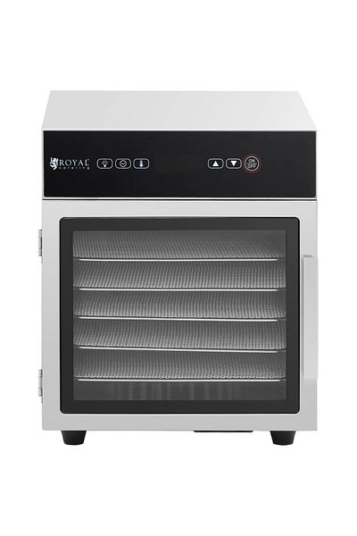 Royal Catering Deshidrator alimentar pentru ciuperci, fructe, legume, ierburi aromatice, 6 rafturi, 30-90 C, 500 W