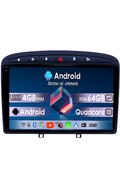 navi-it Navigatie dedicata Peugeot 408 2008-2020, black, Android 14, Wireless Carplay si Android auto 4GB RA
