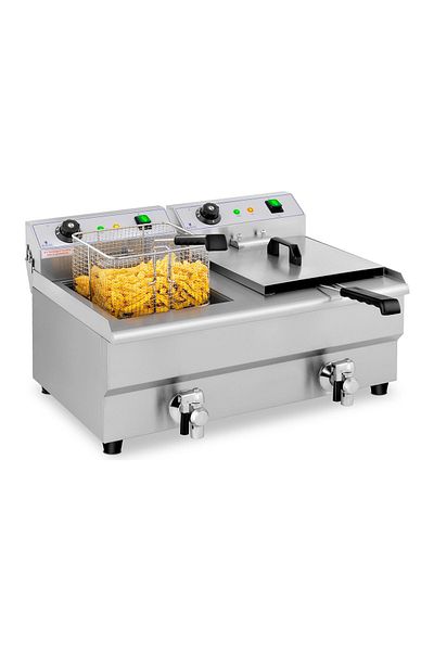 Royal Catering Friteuză electrică dublă cu robinet 230 V 2 x 3200W 2 x 13 L
