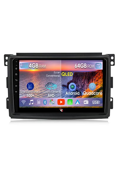 navi-it Navigatie dedicata Smart Fortwo 2006-2011, 4GB RAM 64GB ROM, Octacore, Display 9" QLED 1K, Carplay,