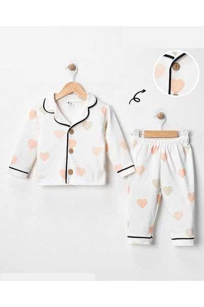 ENİA BABY 100% Cotton Double Breasted Collar Front Buttoned Seasonal Baby Pajama Set