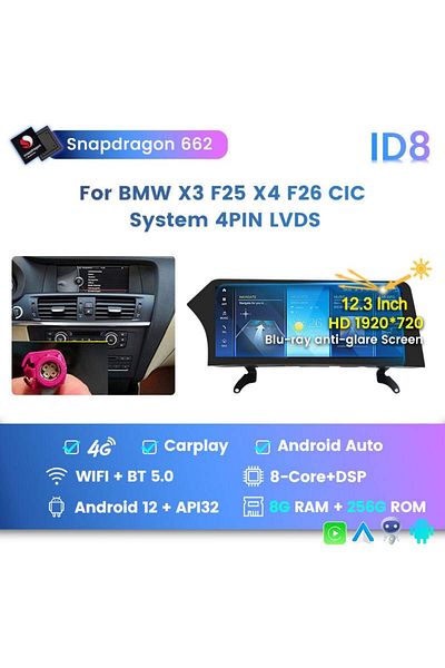 navi-it Navigatie dedicata X3 F25 2013-2017, F10 2012-2017 NBT, 4GB RAM 64GB ROM, Android 13, Display QLED,