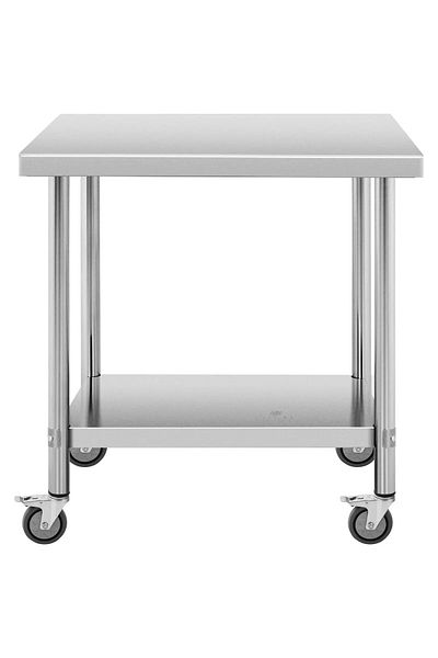 Royal Catering Stół blat roboczy na kółkach 2 poziomy 60 x 90 cm STAL do 145 kg