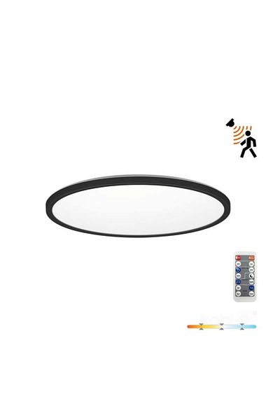 Kobi Round LED ceiling light Nivera with motion sensor and light 24W, 2280lm, IP54, CCT, black,