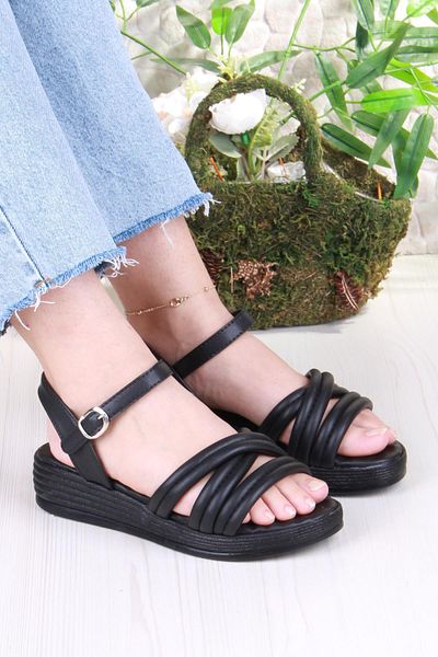fort 05-2065 Soft Comfortable Buckle Detailed Cross Strap Women's Sandals